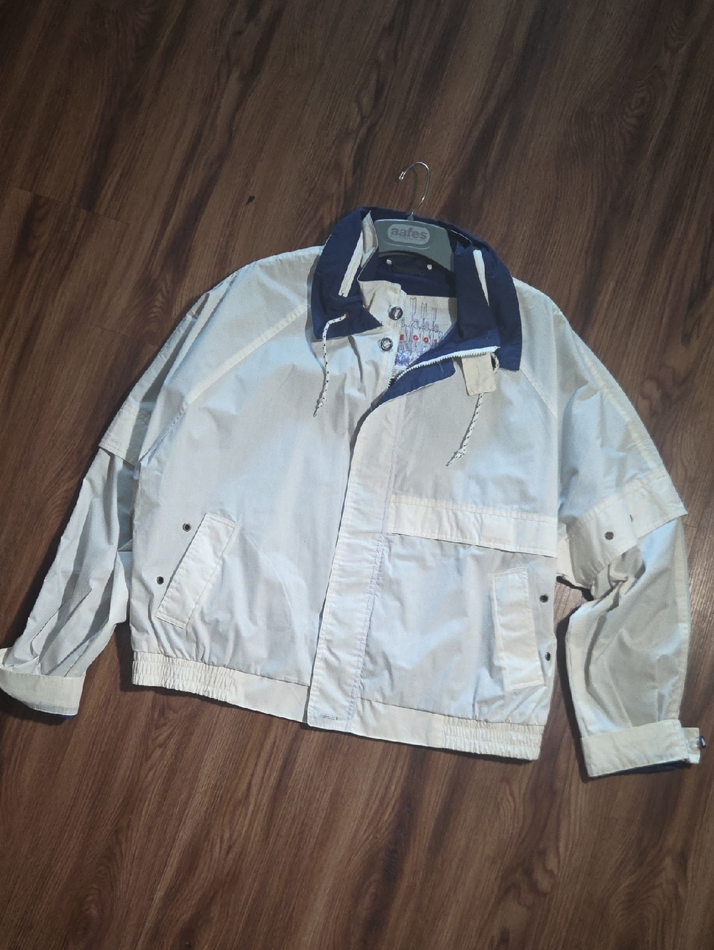 Vintage McGregor Cream Jacket with Navy Collar Size XL